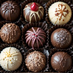 다양한 질감과 디자인의 다양한 초콜릿 상자