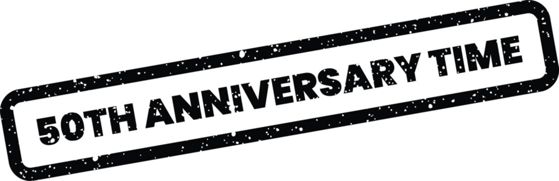 Textured 50th anniversary time stamp for commemorating historical moments and company milestones