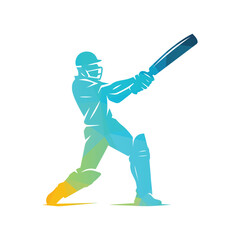 Fototapeta premium Cricket Batsman Swinging Bat Vector Illustration