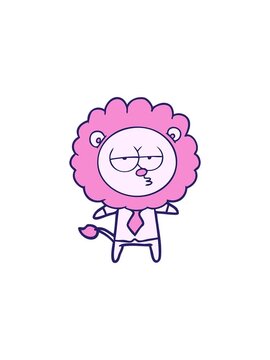 splitting effect animation of cartoon bored lion office worker