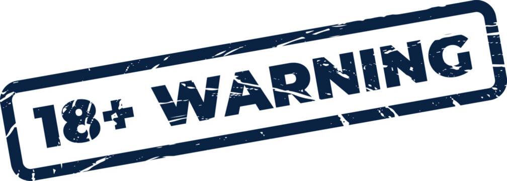 Textured grunge effect stamp showing eighteen plus warning for age restricted content or adult material