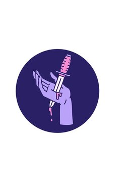 horizontally vibrating animation of iconic tattoo style image of a dagger in the hand