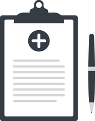 Obraz premium Medical Clipboard with Health Report and Pen – Flat Vector Illustration