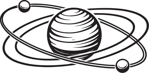 Decorative Planetary Orbit Diagram Line Art.eps © Luu