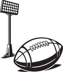 Football Stadium Light Tower and Ball Line Art.eps