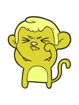 changing color animation of cartoon angry monkey