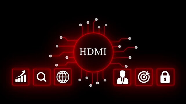 Tech H D M I Circuit Board Animation with Business and Digital Connections HDMI technology business tech background