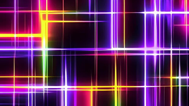 Seamless loop of Vibrant Neon Grid Patterns Shine Bright.
