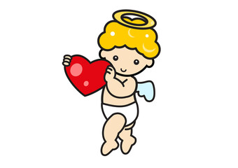 ハートを持つキューピッドのイラスト 2　バレンタイン・恋愛イメージ