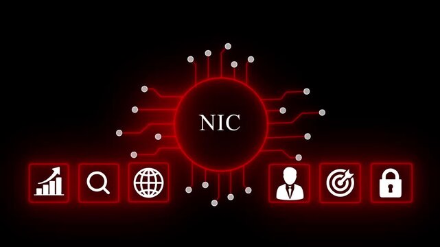 Futuristic Digital Network Concept with N I C Central Hub and Business NIC central hub business technology concept