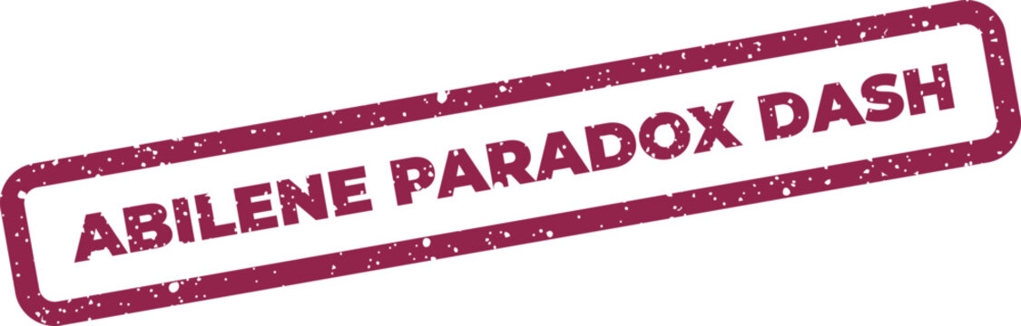 Textured stamp illustration featuring ABILENE PARADOX DASH text, suitable for event branding or quick project notations