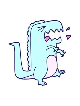 bobbing motion animation of cartoon doodle roaring t rex