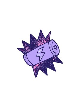 splitting effect animation of cartoon doodle fully charged battery