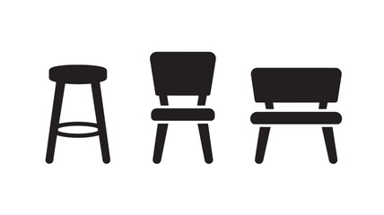 Obraz premium Modern minimalist chair silhouettes in black and white illustration for furniture design