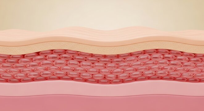 Anatomical illustration of human skin layers with detailed texture and structure