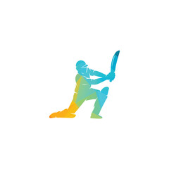 Cricket Batter Swinging Bat in Action Vector Unique Stylish Profissional logo