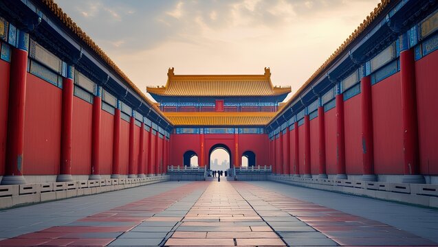 The Majestic Forbidden City Gate in Beijing with Traditional Chinese Architecture