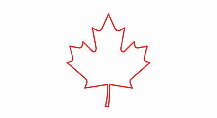 Red outline of a maple leaf on white background