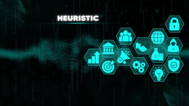 Heuristic Business Strategy on Dark Background with Binary Code finance