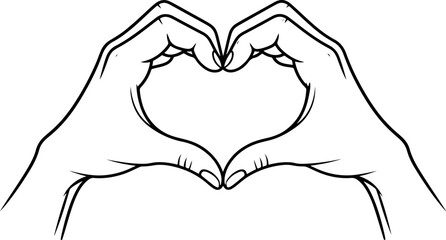 Obraz premium Vector illustration of a woman's hands in the shape of a heart symbol as a red sign of love and care for a romantic Valentine's Day gift card design