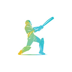 Cricket Batsman Swinging Bat Design Vector