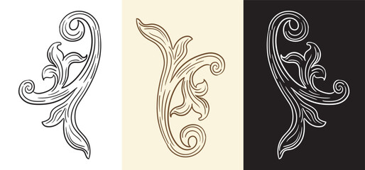 Realistic ornamental hand drawing element vector illustration