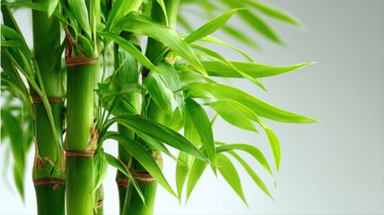 Fresh Bamboo Stalks with Vibrant Green Leaves, Symbolizing Growth, Prosperity and Zen Tranquility
