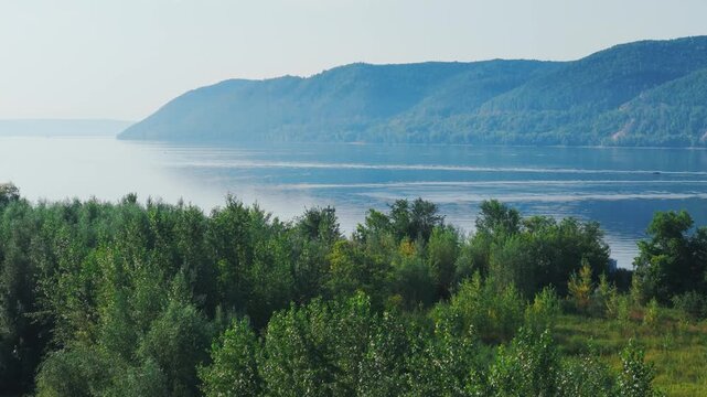 Volga river landscape with Zhiguli Mountains 06