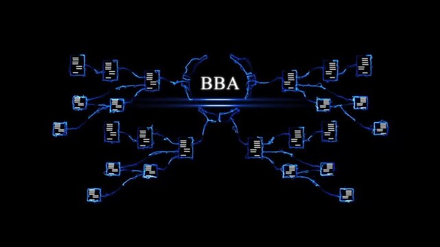 Modern B A Business Concept with Neon Circuit and BBA business concept neon circuit business education