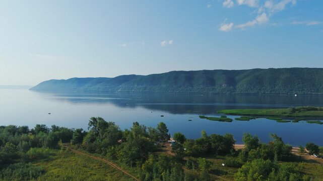 Volga river landscape with Zhiguli Mountains 05