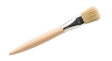 Fototapeta premium A paintbrush with a wooden handle and silver ferrule on transparent background