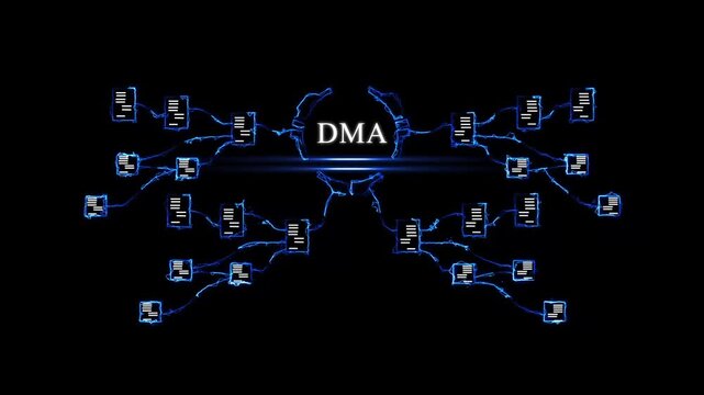 Digital Marketing Automation Concept with Glowing and Circuitry DMA concept glowing circuitry business technology