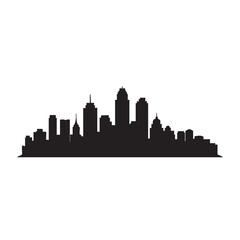 Obraz premium Kansas city skyline silhouette vector illustration, modern cityscape outline graphic design with famous landmarks and architectural features, depicting urban landscape and downtown area