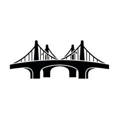 Obraz premium Dramatic Black Bridge Silhouette Graphic on Clean White Background