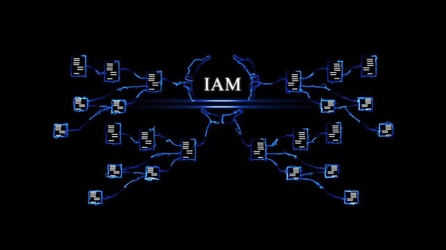 Digital Identity Management System with Circuit Board and Business IAM system circuit board business technology background