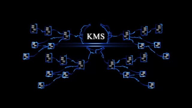 Futuristic K M S Technology Concept with Digital and Circuitry futuristic technology KMS concept digital circuitry glowing blue business technology