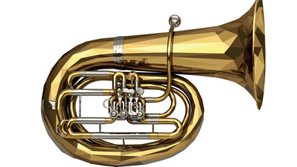 Obraz premium Geometric brass tuba in low poly style on white background