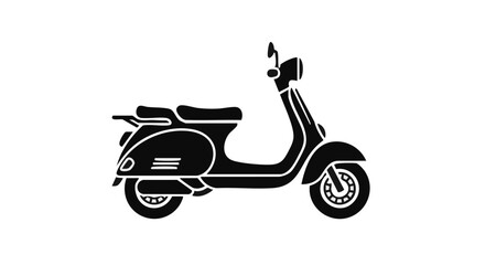 Retro Scooter Icon Silhouette. Classic Moped Vector Graphic. Black and White Transportation Symbol for Delivery, Travel, or Urban Commuting.