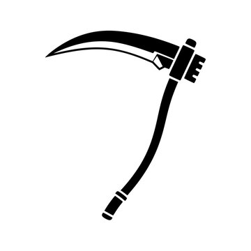 Minimalist Azrael Scythe Black Silhouette Icon Vector