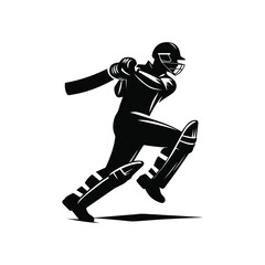 Cricket Batter Swinging Bat in Action Vector logo