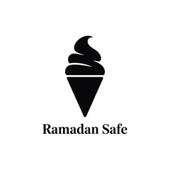 A black silhouette of soft serve ice cream with text below