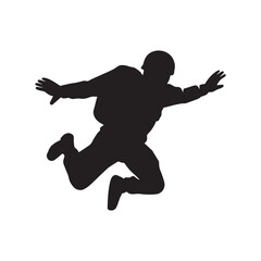 Silhouette Of A Jumping From Plain In Dynamic Action illustration