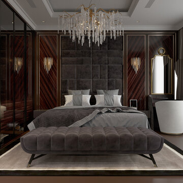 3d render luxury hotel suite bedroom