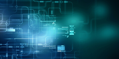 Fototapeta premium 2d illustration Abstract futuristic electronic circuit technology background