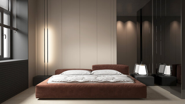 3d render luxury hotel suite bedroom
