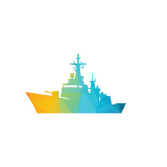 Colorful Geometric Ship Silhouette With Gradient Shapes For Modern Ocean Stock Illustration