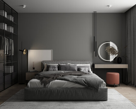 3d render luxury hotel suite bedroom
