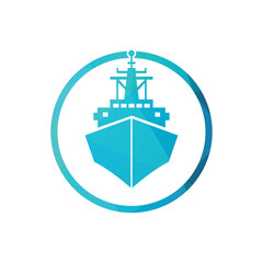 Obraz premium Warship at Sea Vector Design