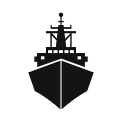 Silhouette Warship at Sea Vector Illustration Design
