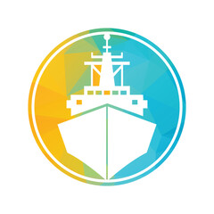 White Ship Icon Inside Colorful Circular Frame &mdash; Modern Geometric Design for Maritime Branding